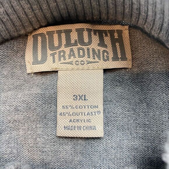 Duluth Trading Company Sweater Mens 3XL Gray Knit Cotton Long Sleeve Quarter Zip - Picture 6 of 11